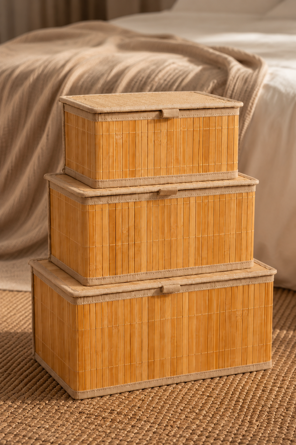 3'lü Bambu Organizer Sepet - Bambulu