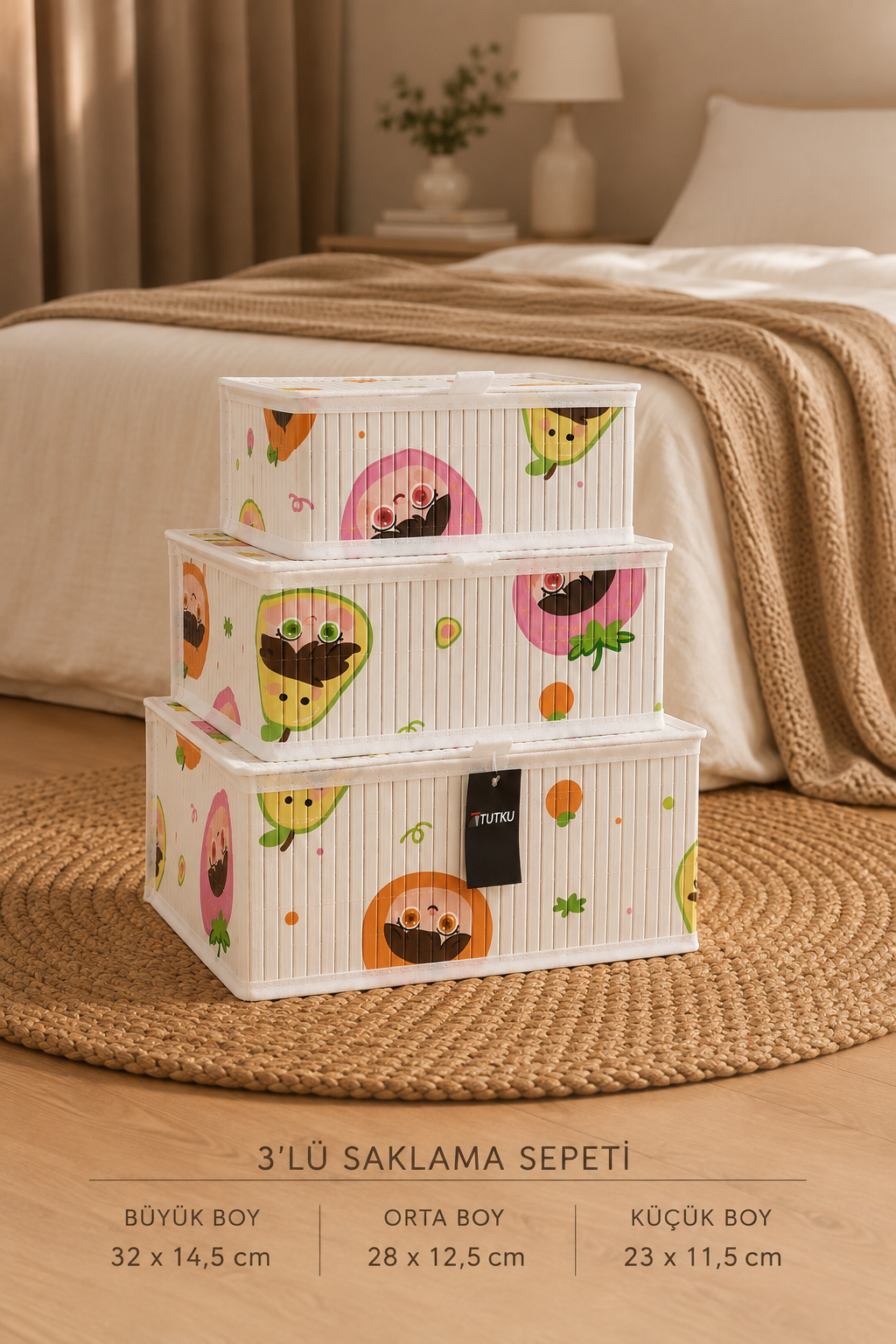 3'lü Bambu Organizer Sepet - Çocuk