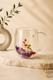 Flowers Çift Cidarlı Cam Kupa 250 ML
