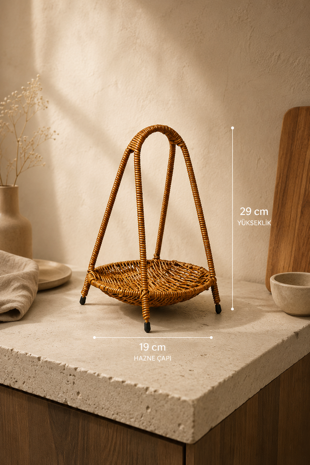 Dekoratif Rattan Sepet - Koyu Renk