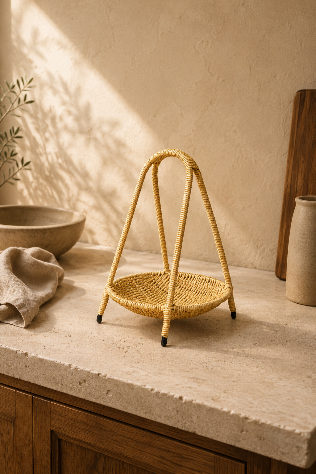 Dekoratif Rattan Sepet - Açık Renk