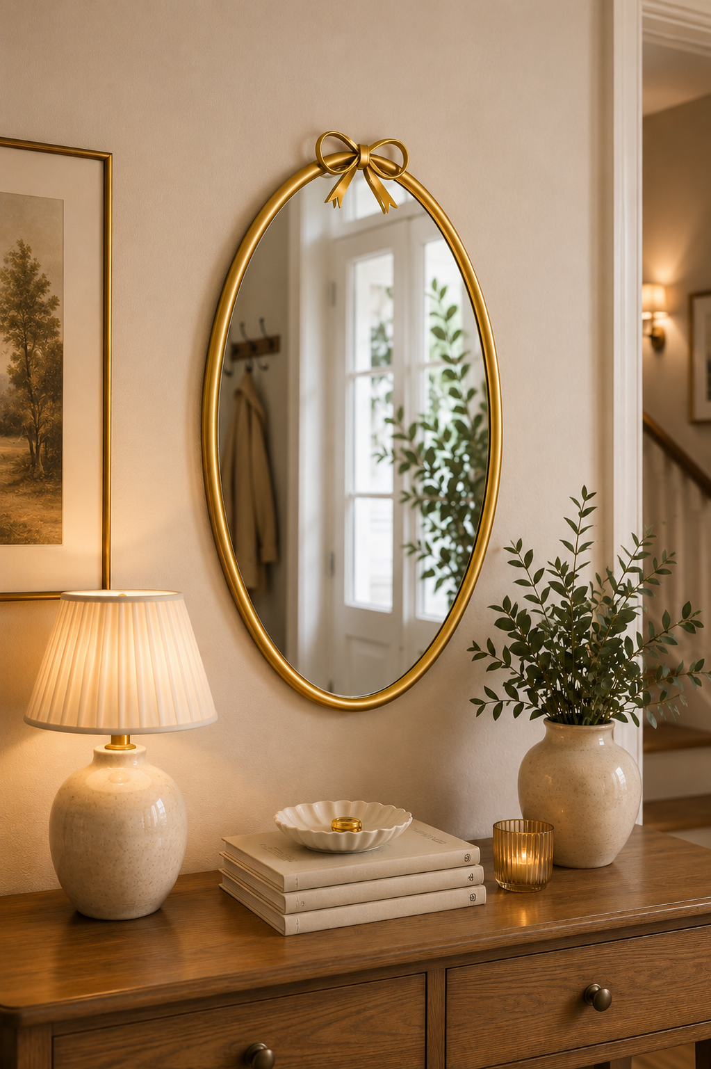 Dekoratif Duvar Aynası Oval - Gold 60*42 Cm