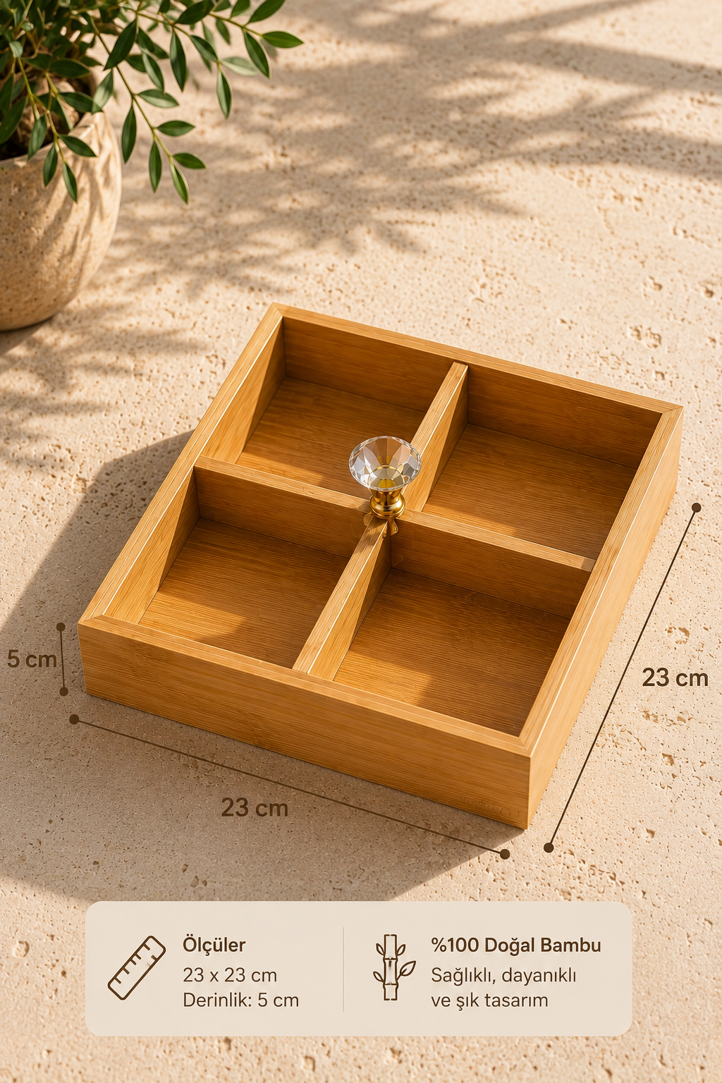 Bamboo 4 Bölmeli Organizer & Kutu