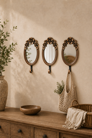Aynalı Çiçek Askı 3'lü - Kahverengi 23*12 Cm