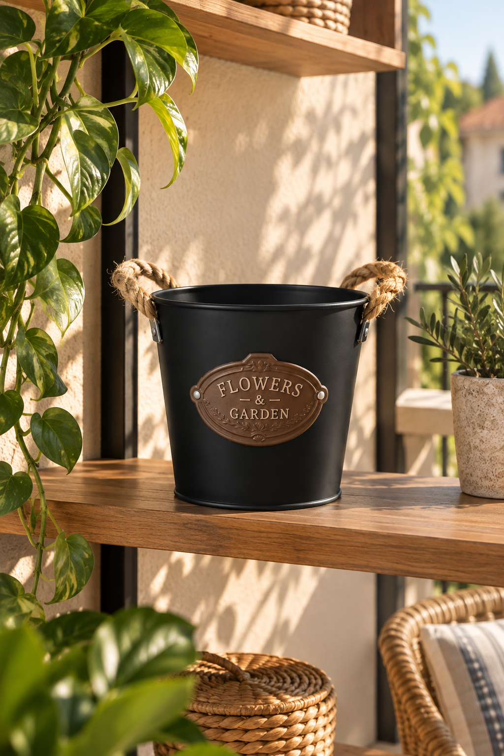 Garden Metal Saksı - Siyah