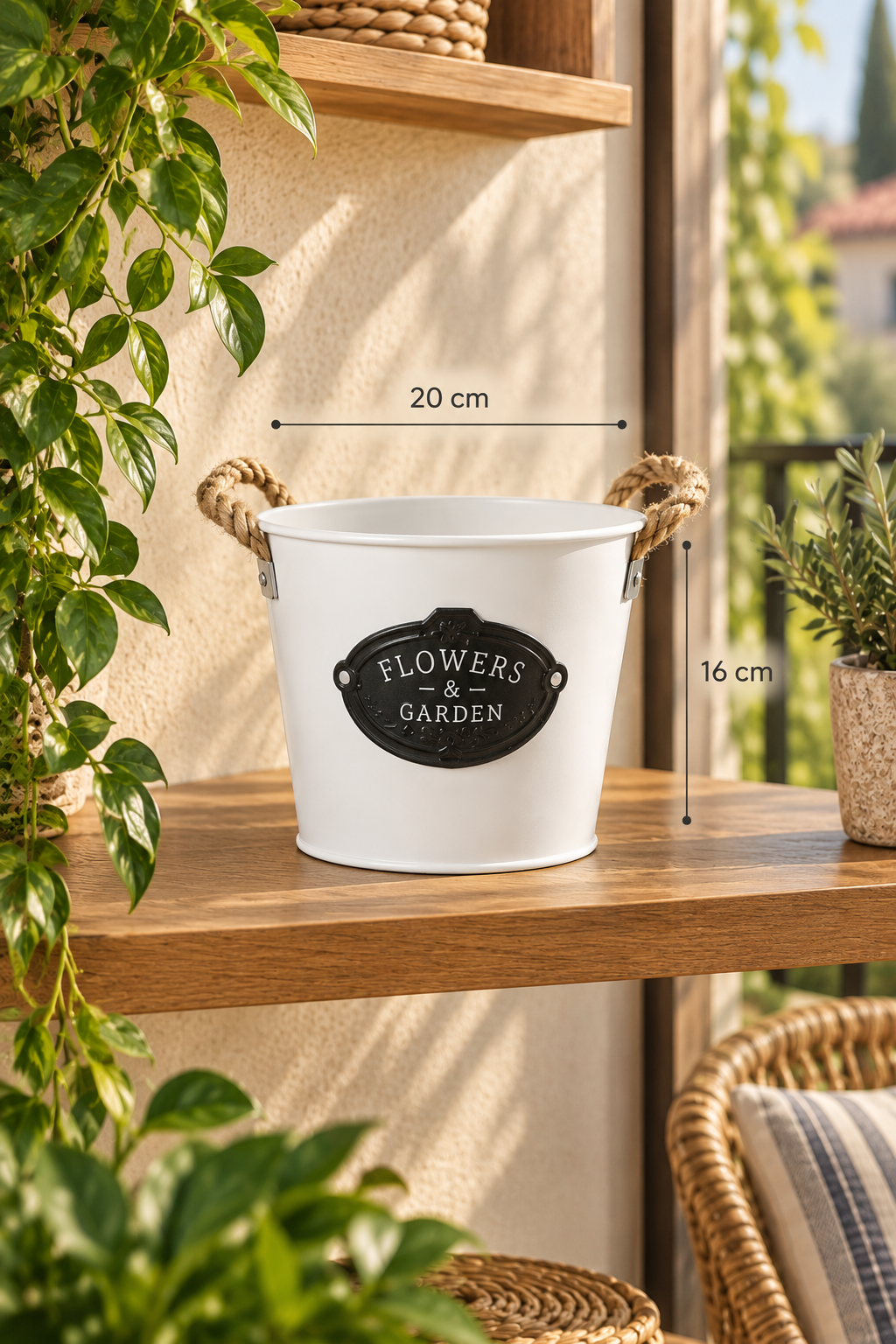 Garden Metal Saksı - Beyaz