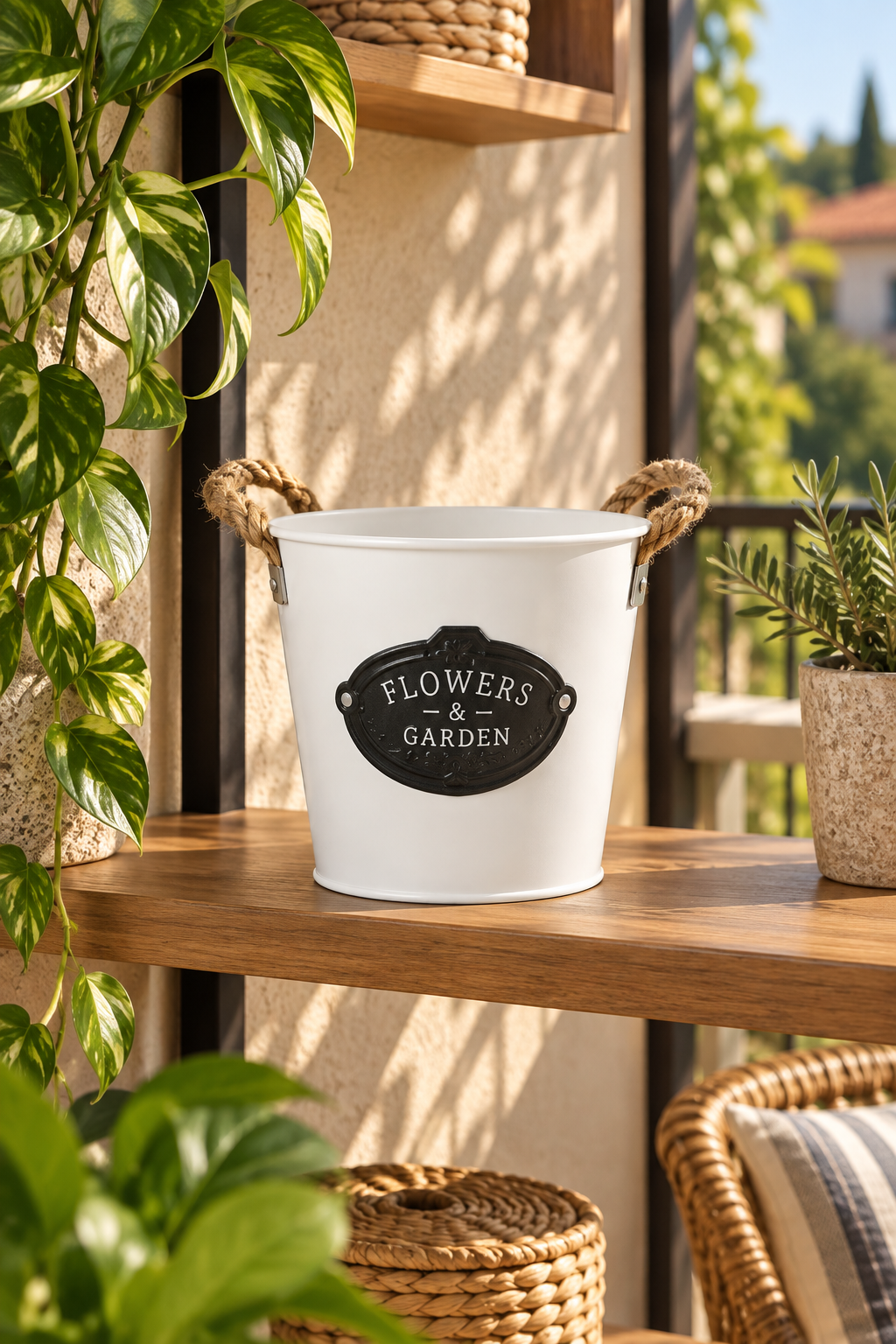 Garden Metal Saksı - Beyaz