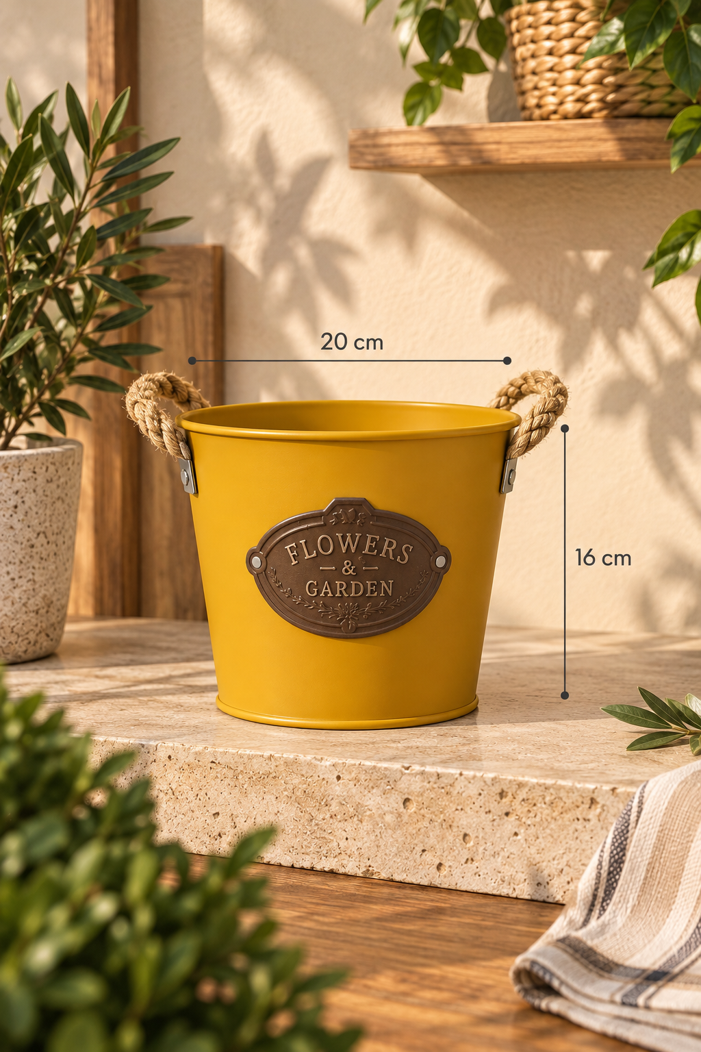 Garden Metal Saksı - Sarı