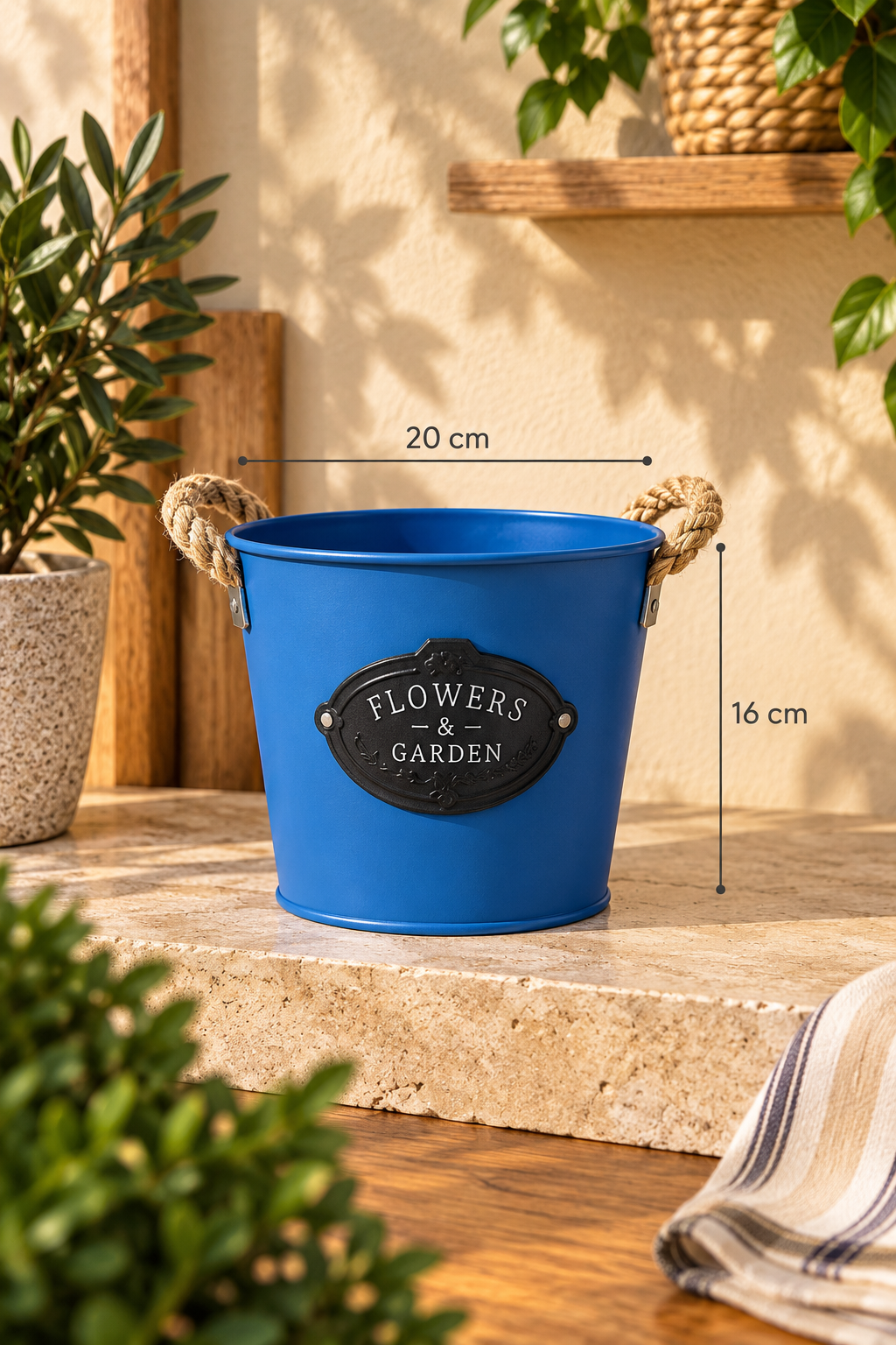 Garden Metal Saksı - Mavi