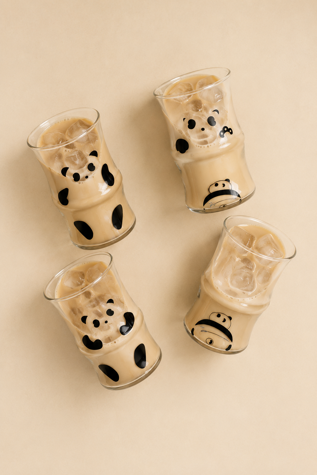 4'lü Panda Cam Bardak 420 Ml