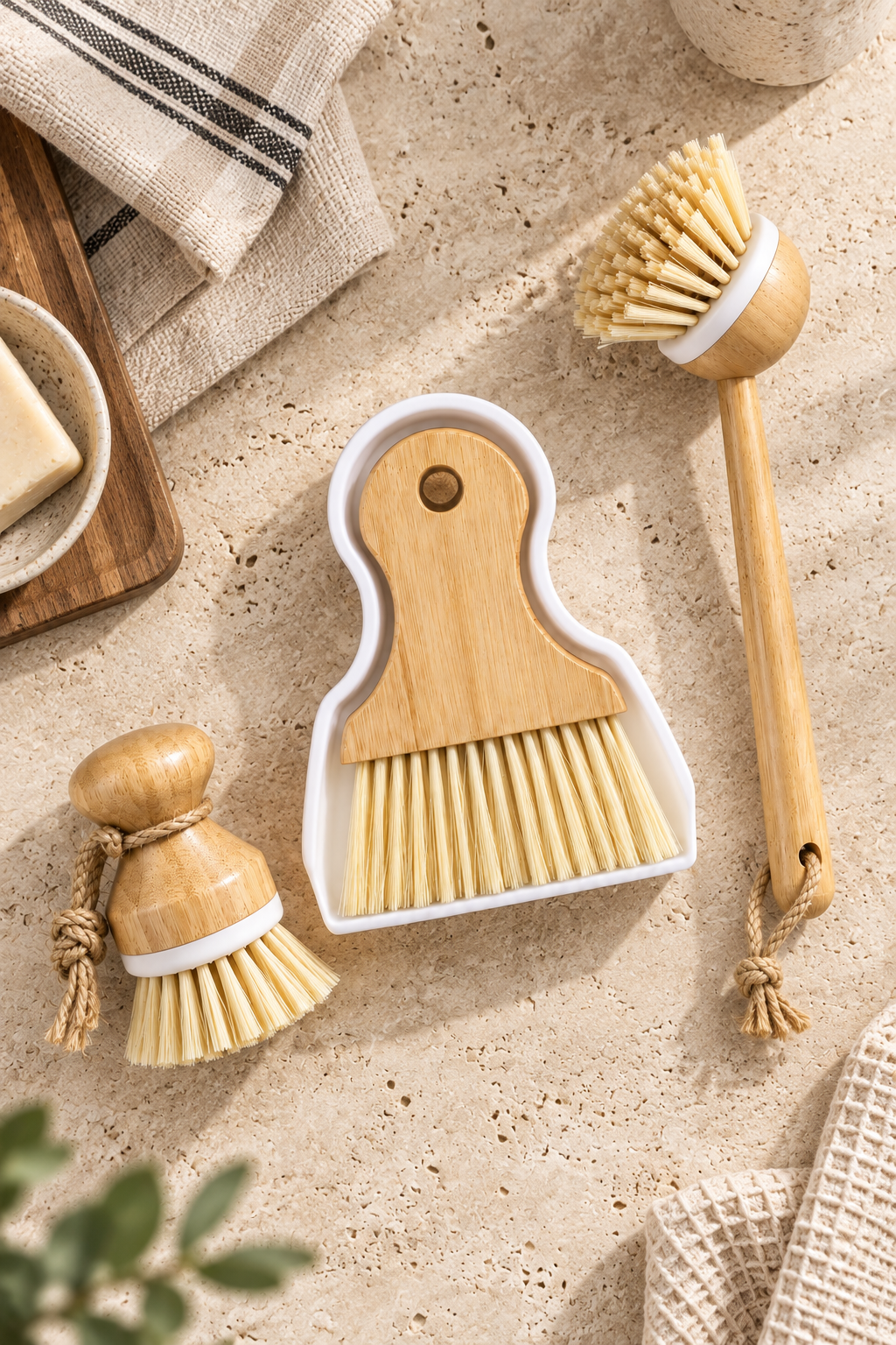 Bamboo 3'lü Temizlik Fırça Seti