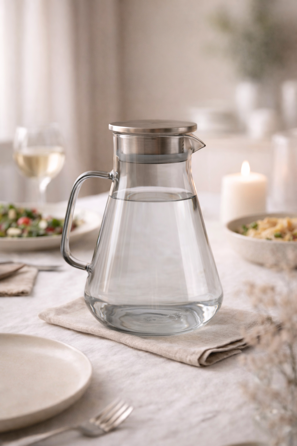 Metal Kapaklı Füme Cam Sürahi - 1,9 Litre