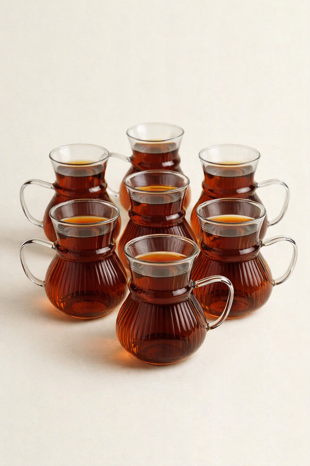 6'lı Rölyefli Tasarım Cam Bardak Seti - 250 ML