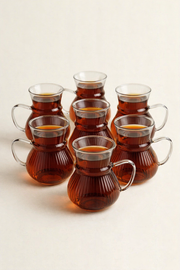 6'lı Rölyefli Tasarım Cam Bardak Seti - 250 ML