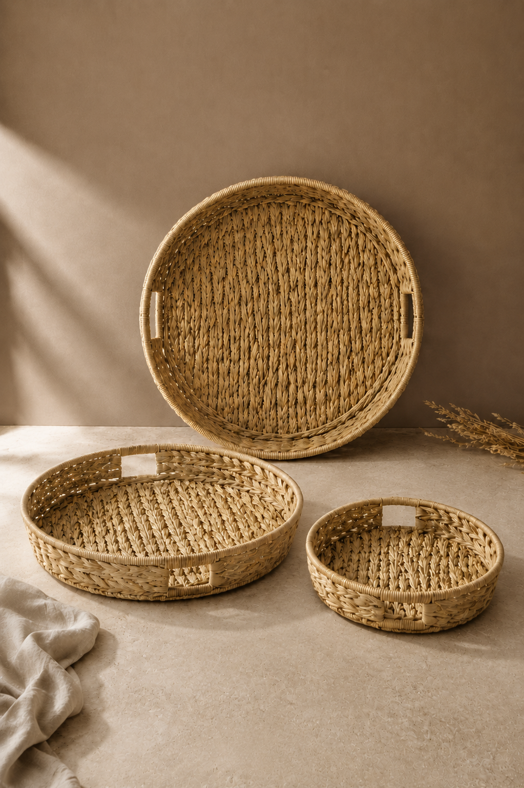 Serengeti 3'lü Rattan & Hasır Tepsi
