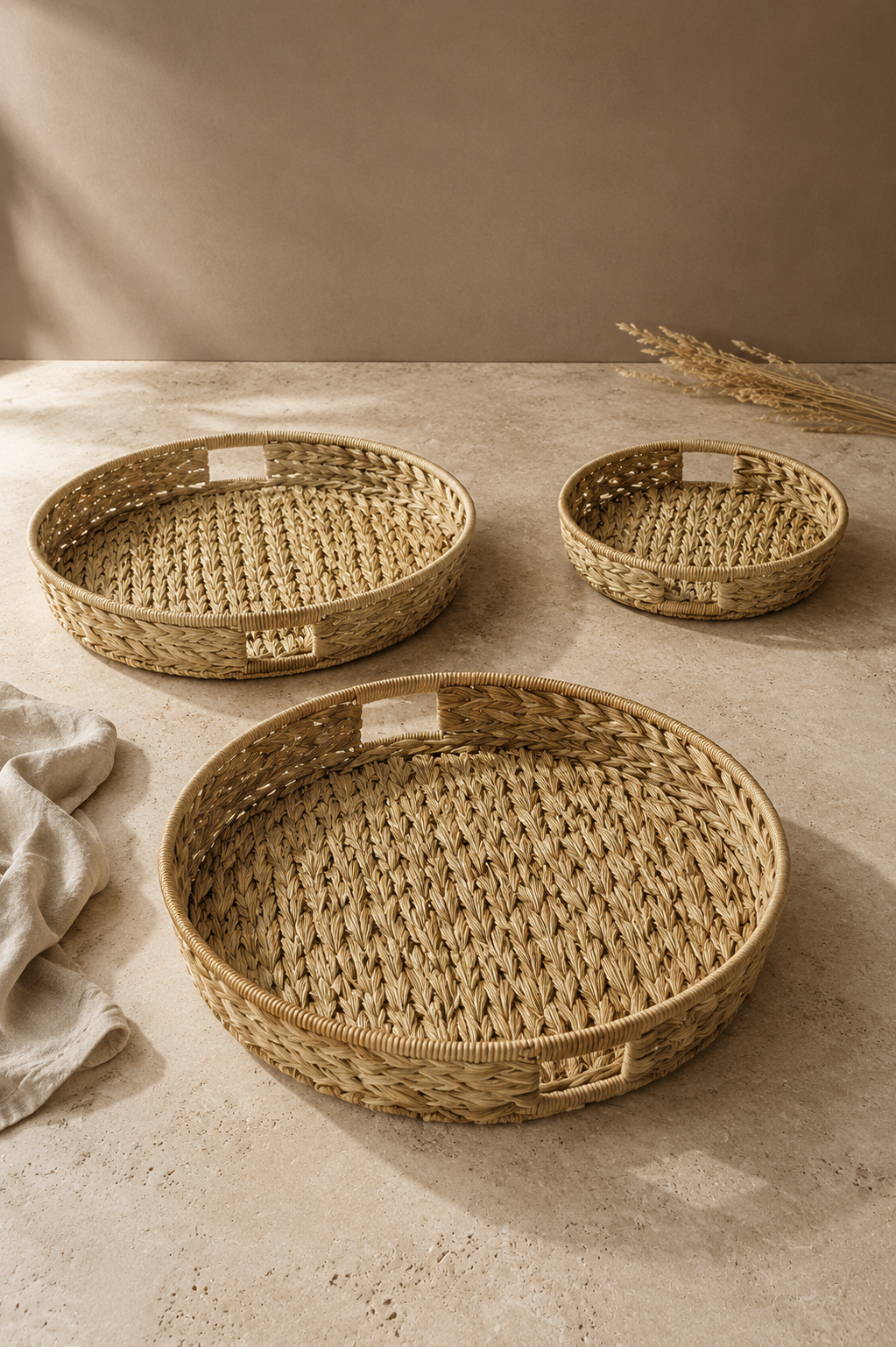 Serengeti 3'lü Rattan & Hasır Tepsi