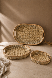 Serengeti 3'lü Oval Rattan & Hasır Tepsi