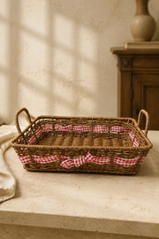 Fiyonk, Kulplu Rattan Sepet (33x24x7 Cm)