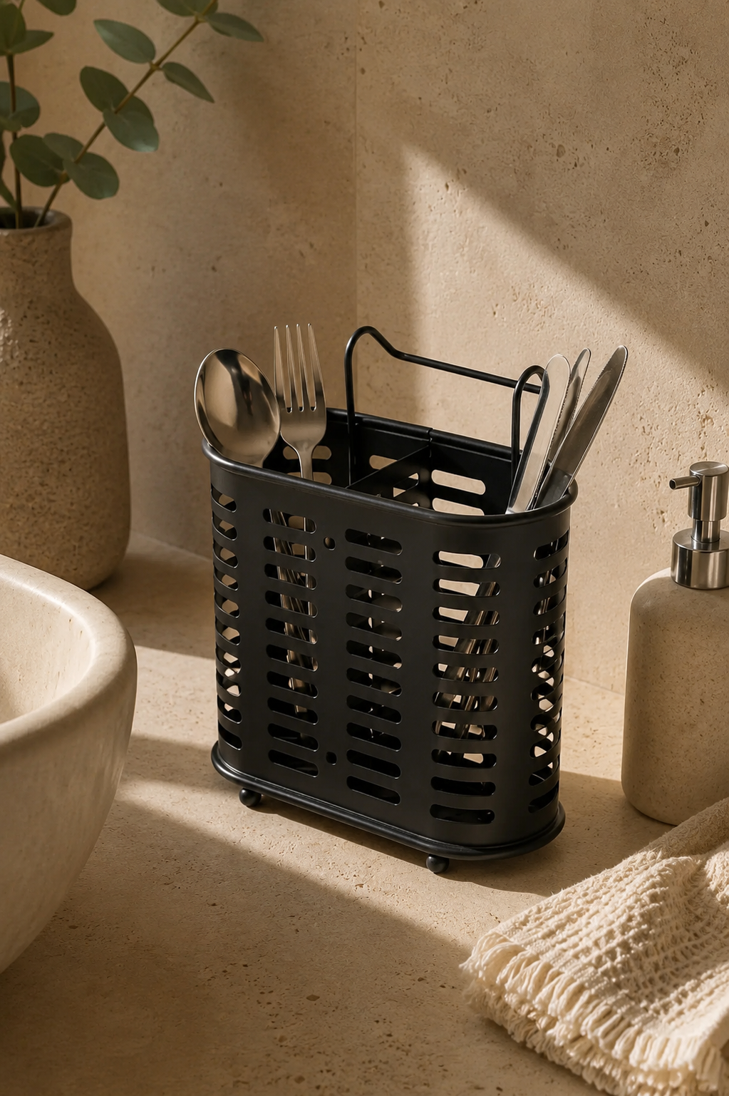 2 Bölmeli Metal Organizer & Kaşıklık