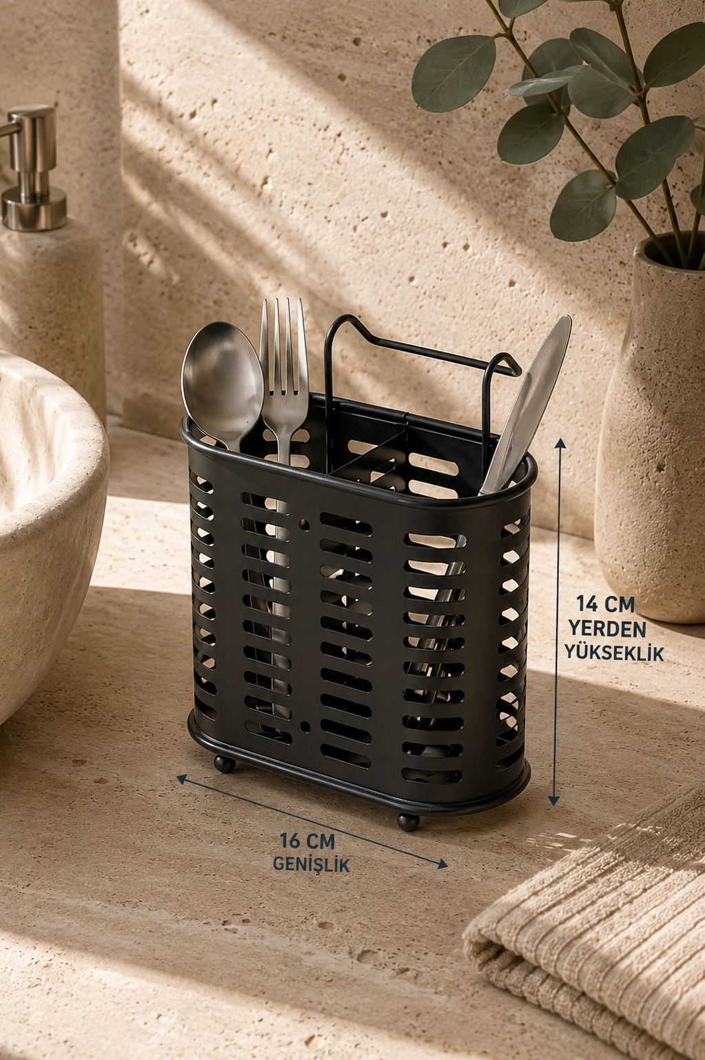2 Bölmeli Metal Organizer & Kaşıklık