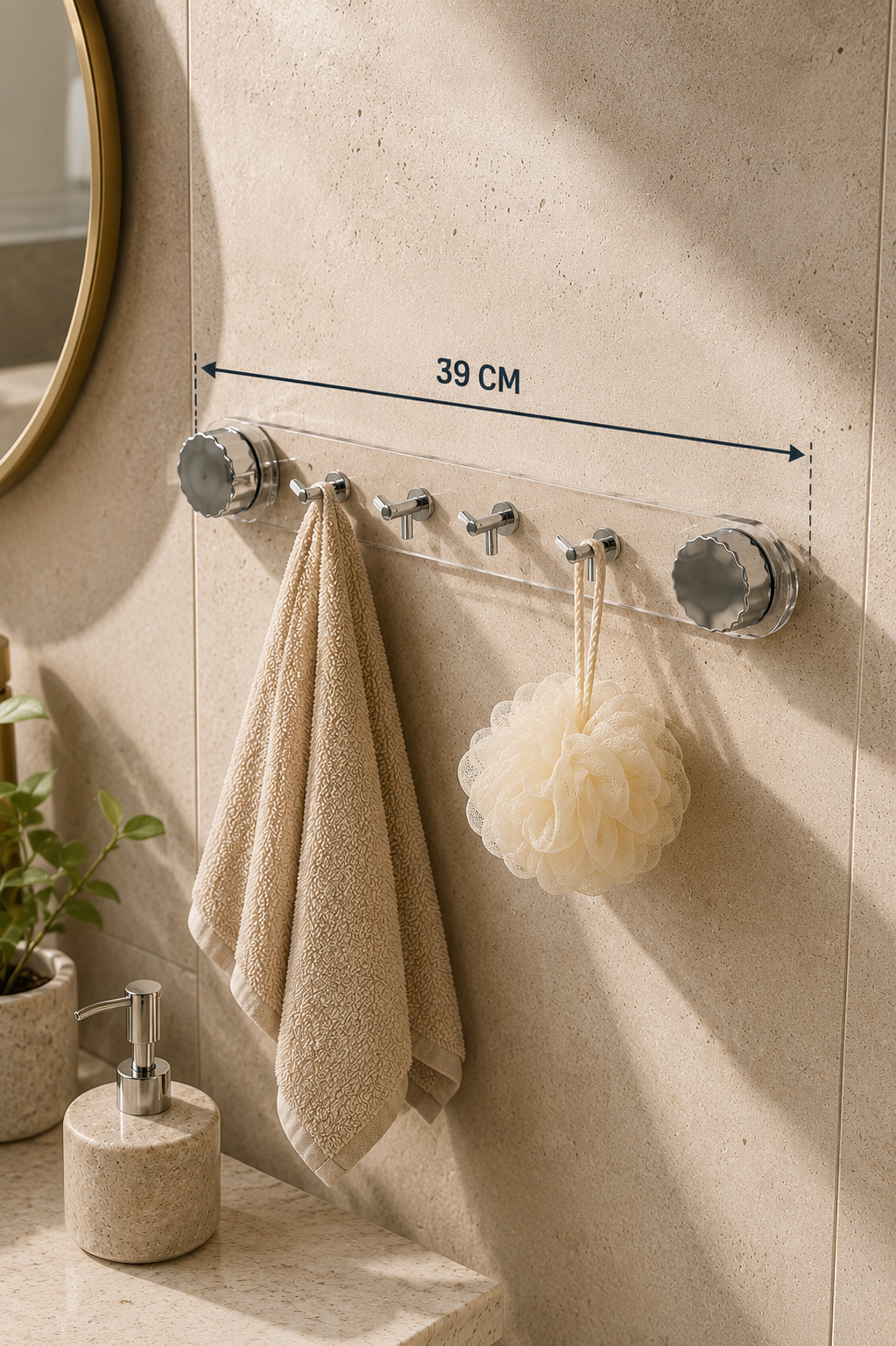 Büyük Boy Yapışkanlı Banyo Askılığı Şeffaf 39 Cm