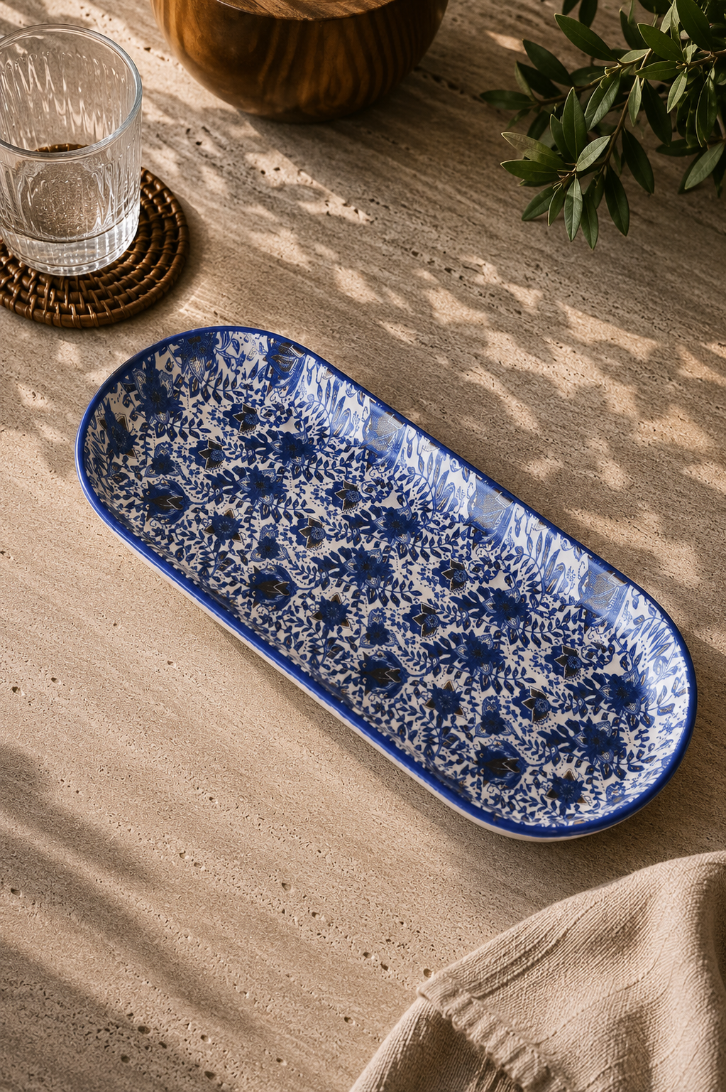 Etnik Desen 2'li Kayık Tabak 27 Cm