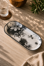 Black Flowers 2'li Kayık Tabak 27 Cm