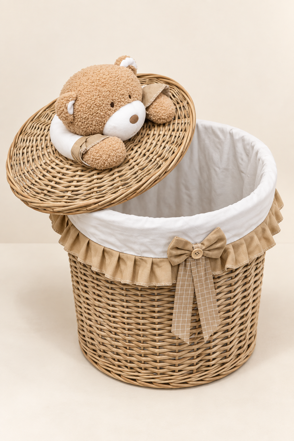 Kurdele Bear-4'lü Bezli Hasır Sepet - 4. görsel