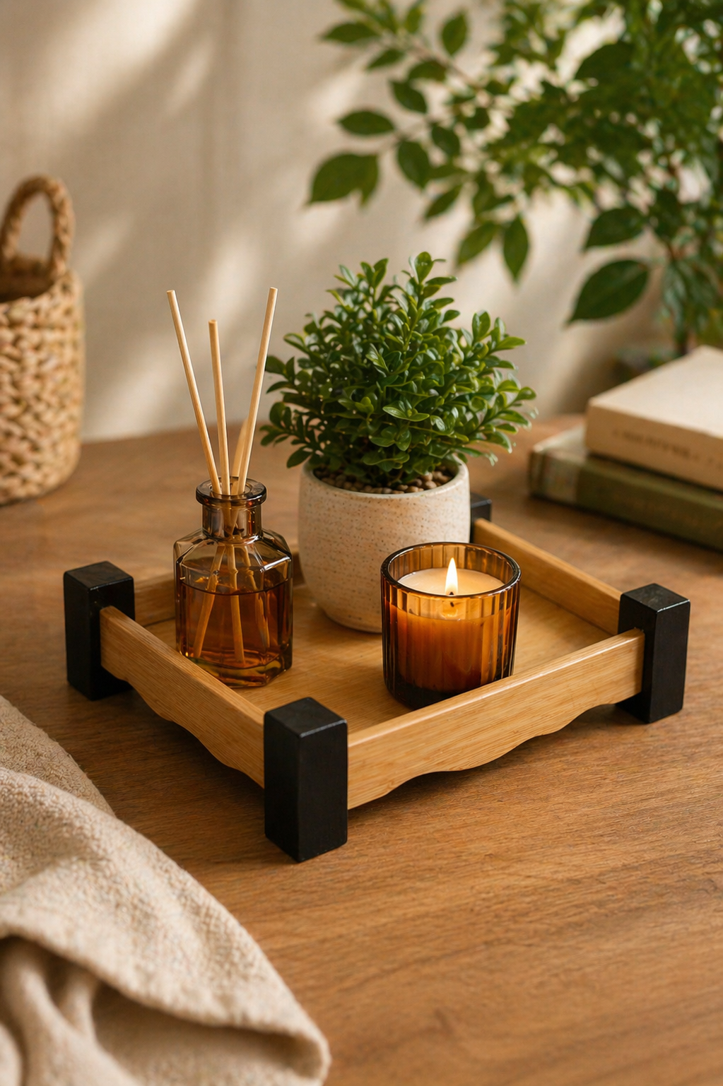 Bambu Ayaklı Tepsi 21*21 Cm
