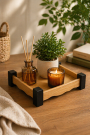 Bambu Ayaklı Tepsi 21*21 Cm
