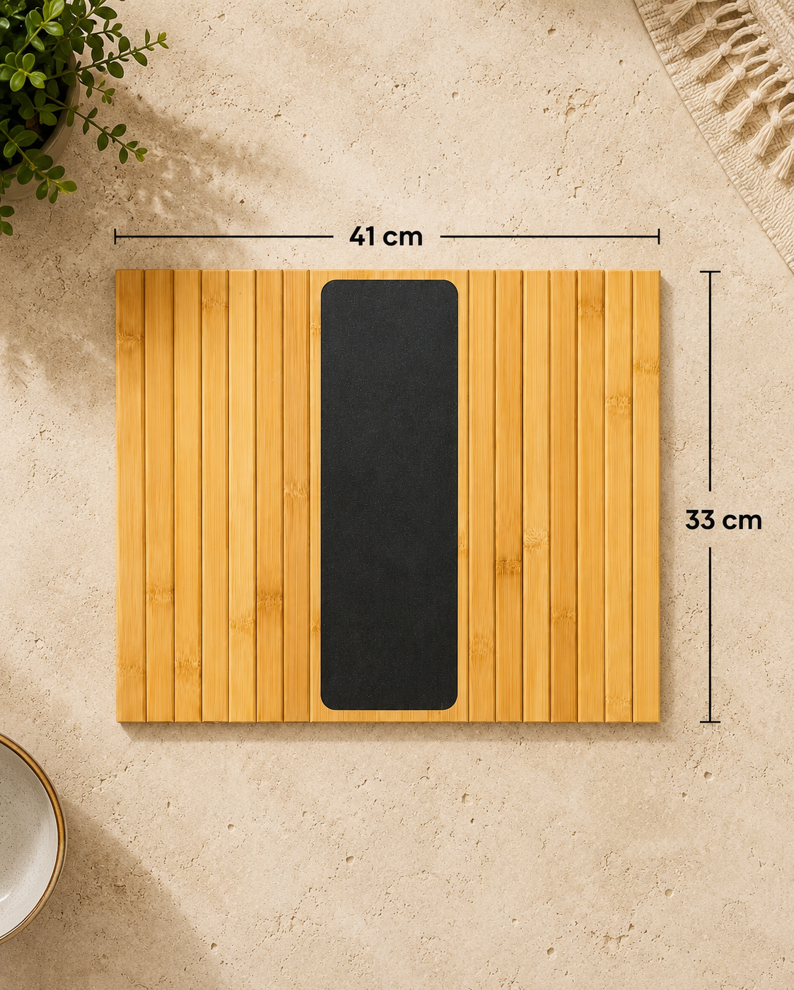 Koltuk Kenarı Katlanabilir Bambu Yan Sehpa (40x32 Cm)