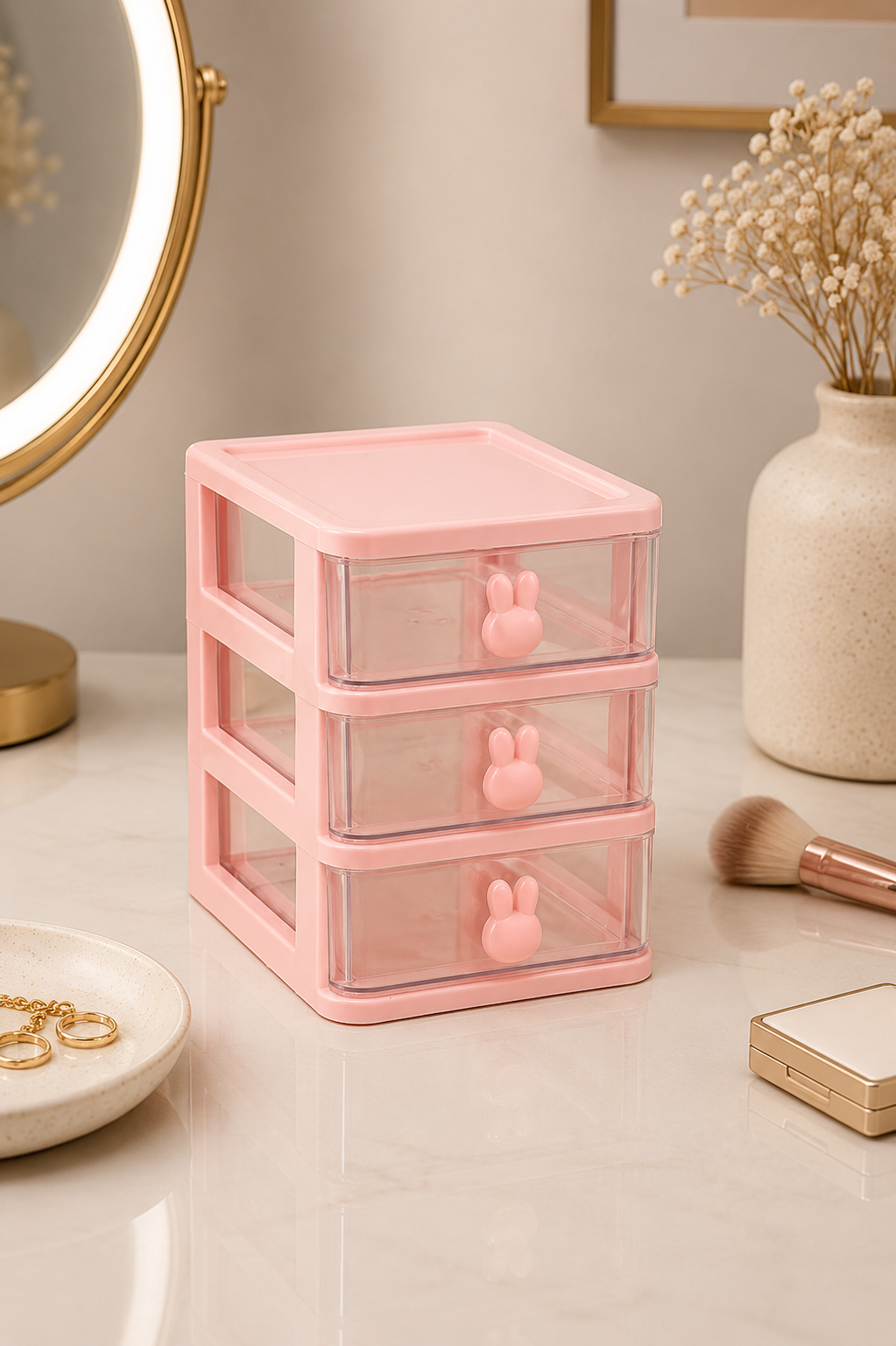 3 Çekmeceli Çok Amaçlı Organizer - Pembe