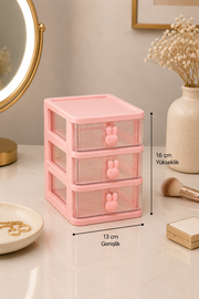 3 Çekmeceli Çok Amaçlı Organizer - Pembe
