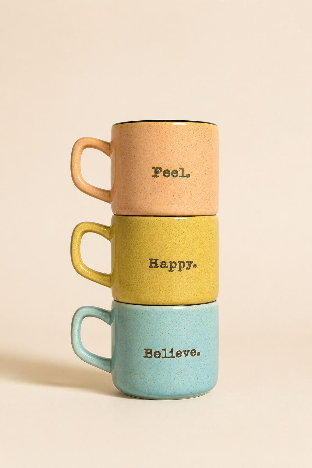 3'lü Stackable Kupa (Feel, Happy, Believe)