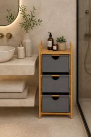 Bambu 3 Katlı Çamaşır Sepeti & Dolap