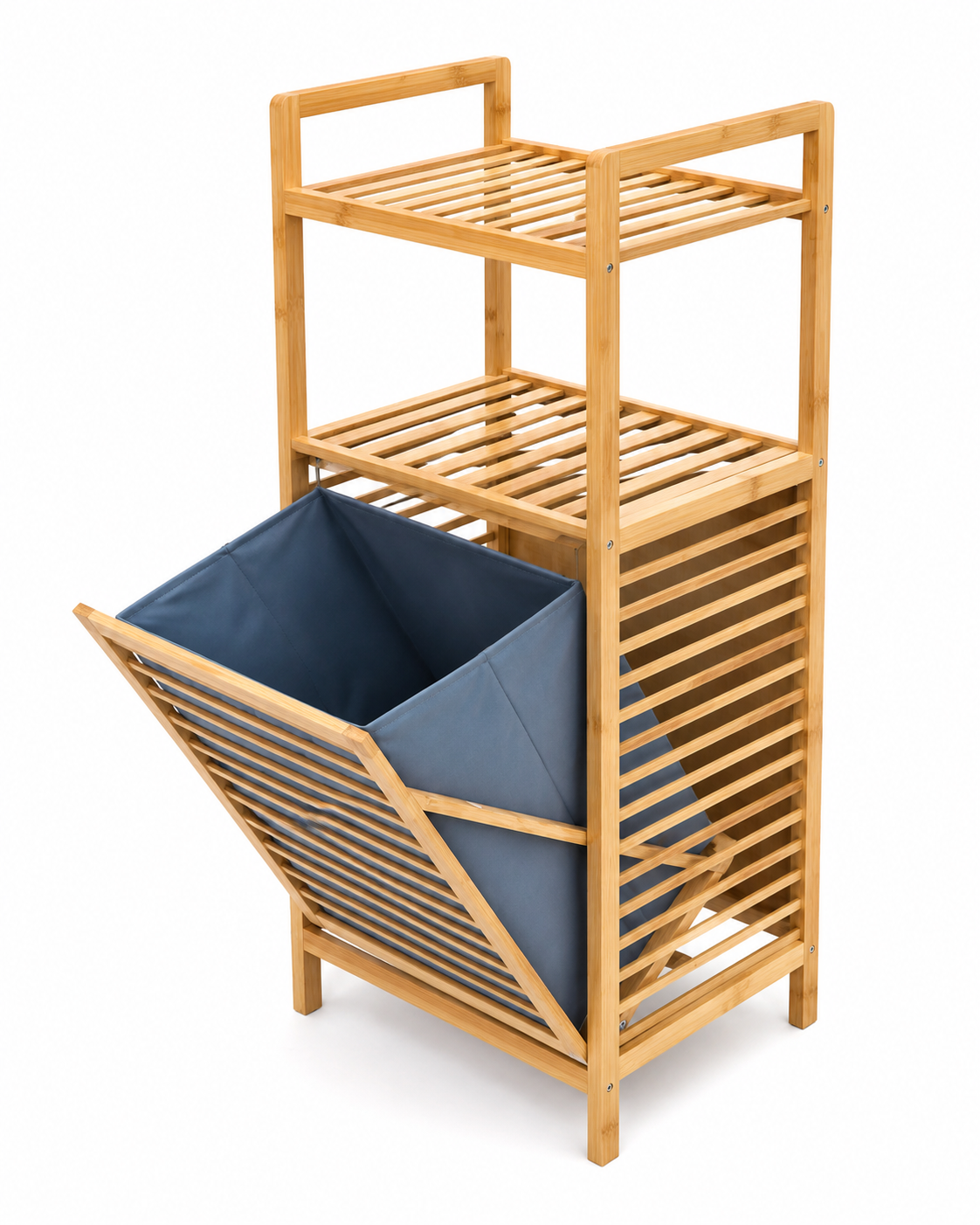 Bambu 2 Raflı Çamaşır Sepeti & Dolap