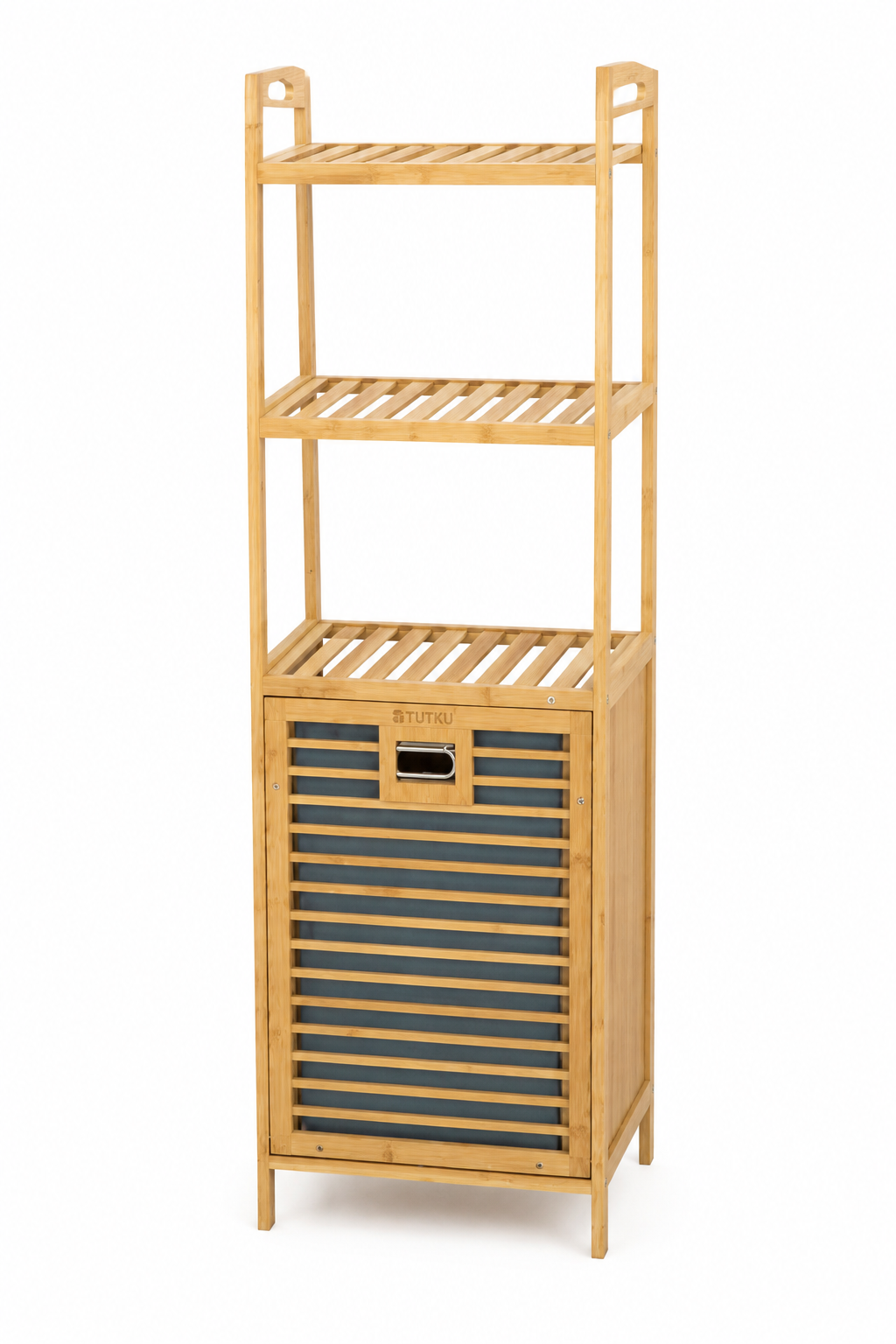 Bambu 3 Raflı Çamaşır Sepeti & Dolap