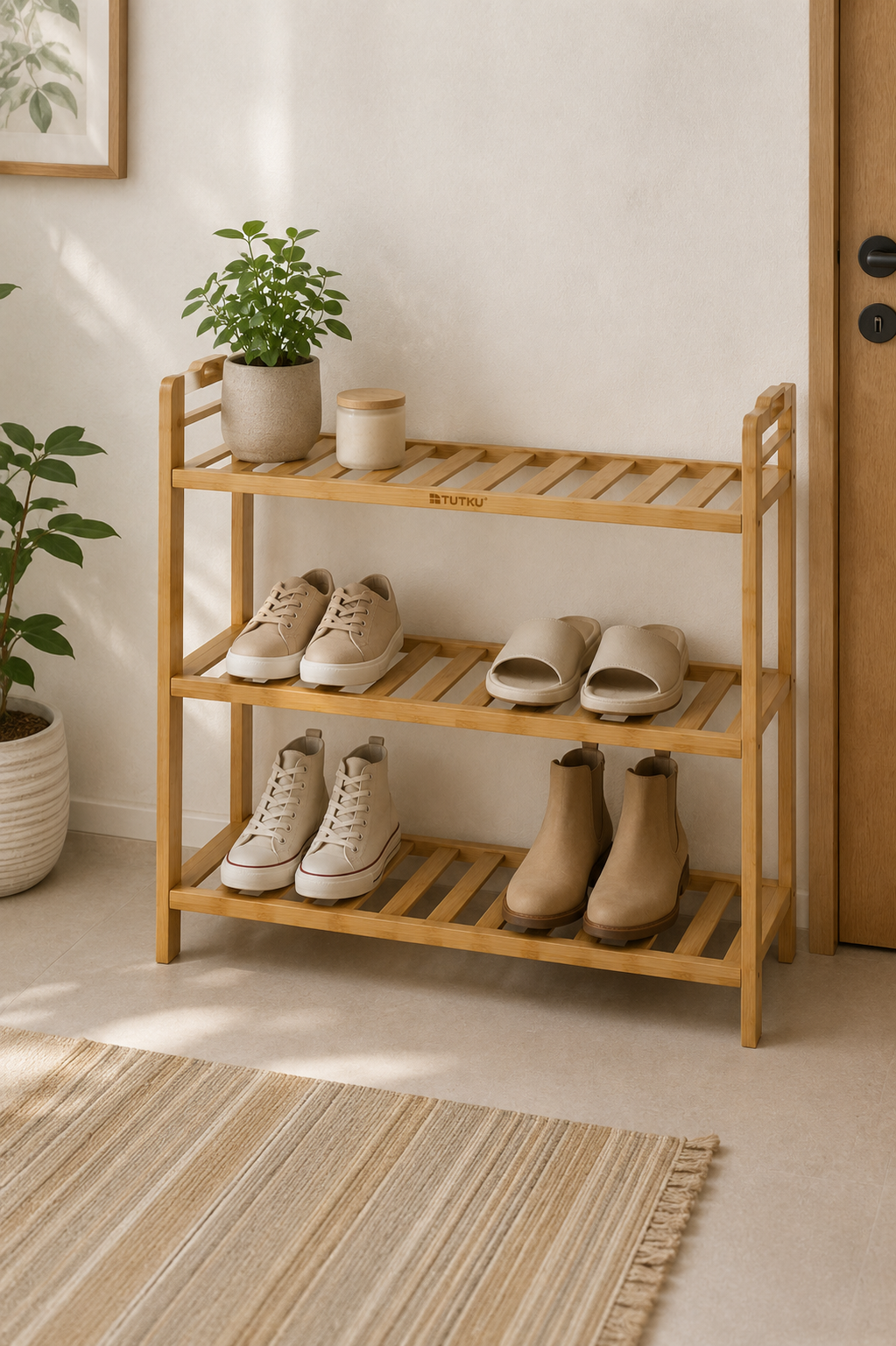 Bambu 3 Katlı Ayakkabılık
