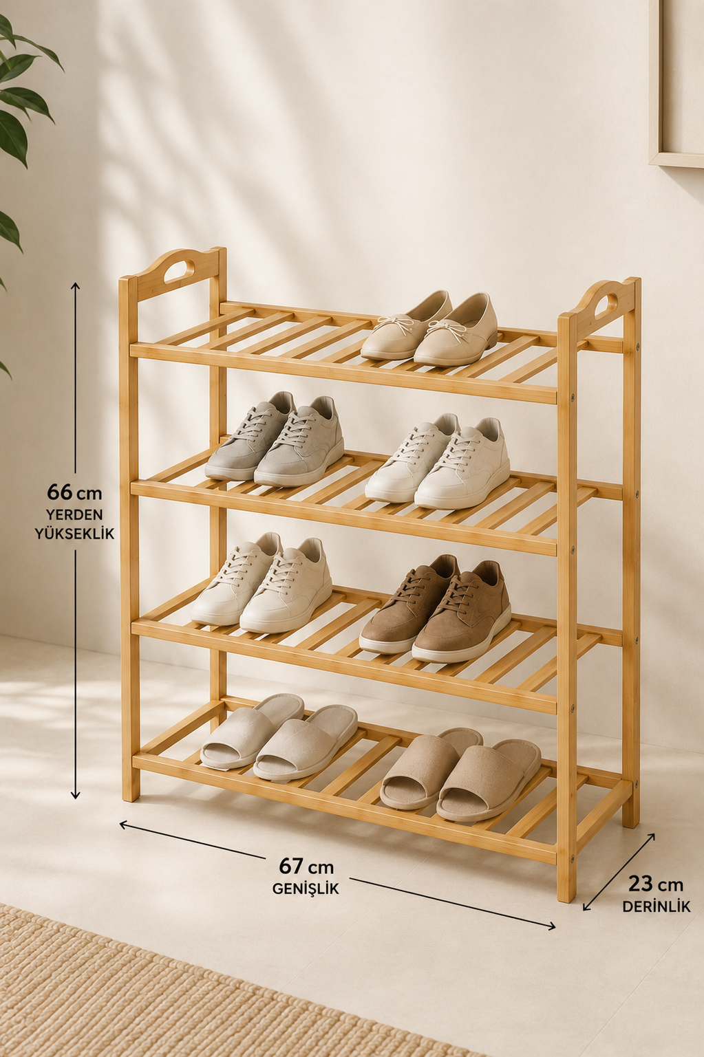 Bambu 4 Katlı Ayakkabılık