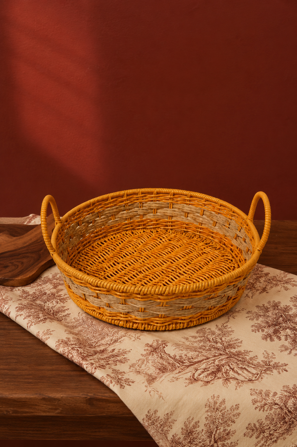 Meva Rattan Yuvarlak Sepet Organizer