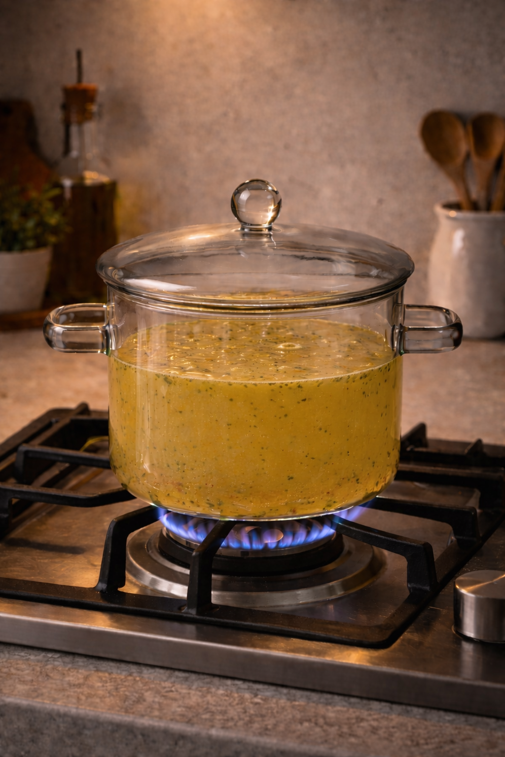 Ateşe Dayanıklı Borosilikat Cam Tencere - 1,9 Litre - Gri