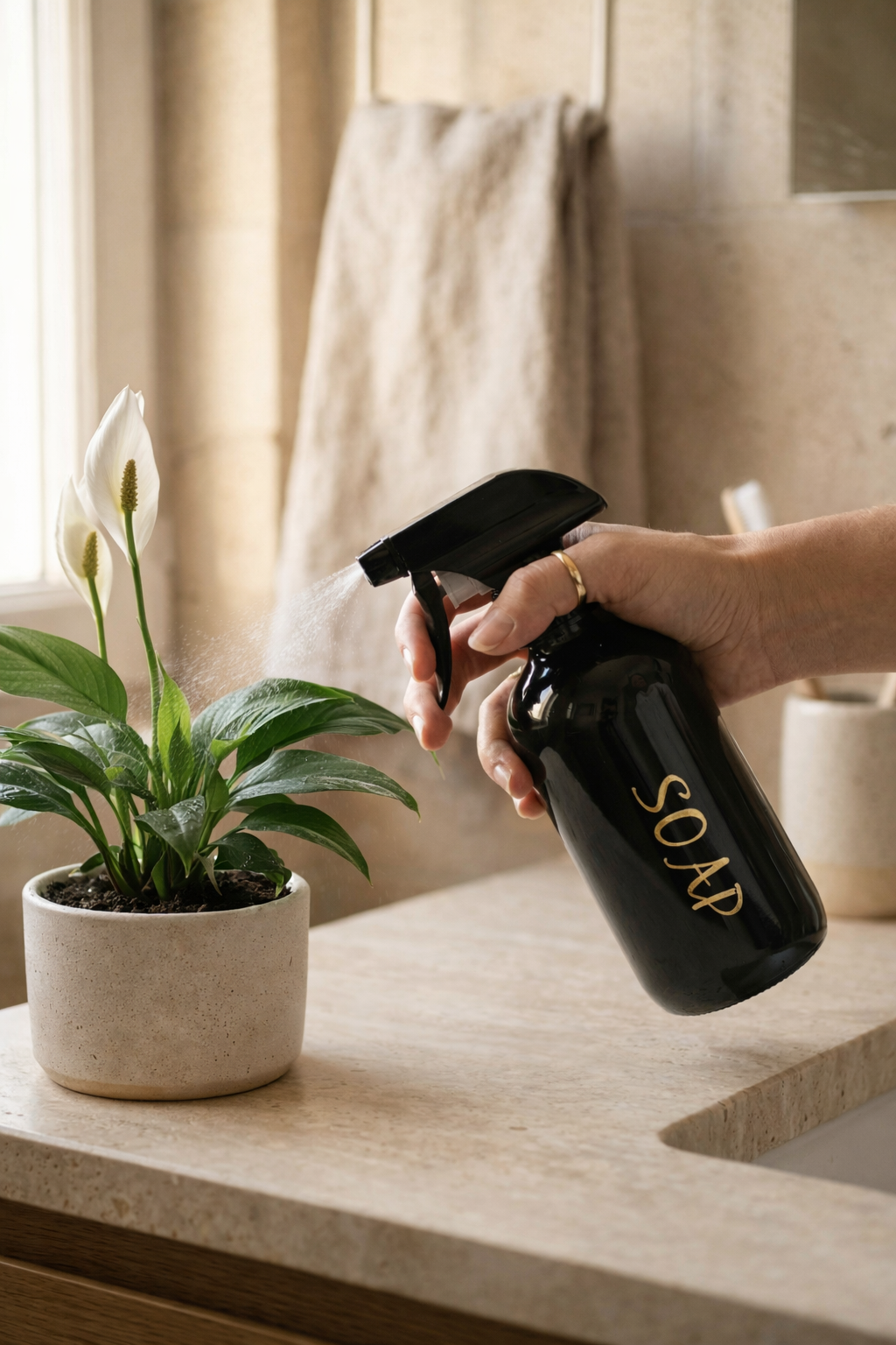 500 ML Sprey Başlıklı Cam Sabunluk / Temizlik Şişesi