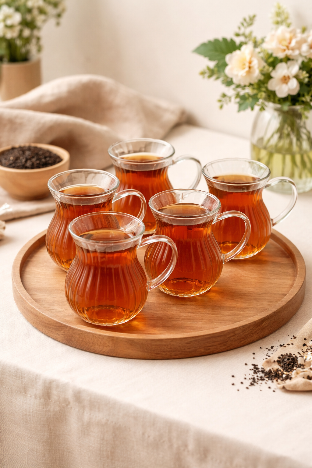 6’lı Rölyefli Cam Çay Bardağı Seti