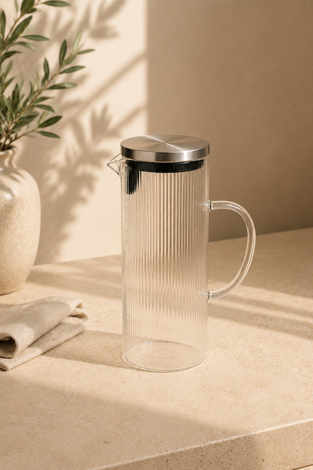 Metal Süzgeç Kapaklı Cm Sürahi 1,5 Litre