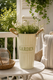 Garden Eskitme Metal Saksı Krem 30 Cm