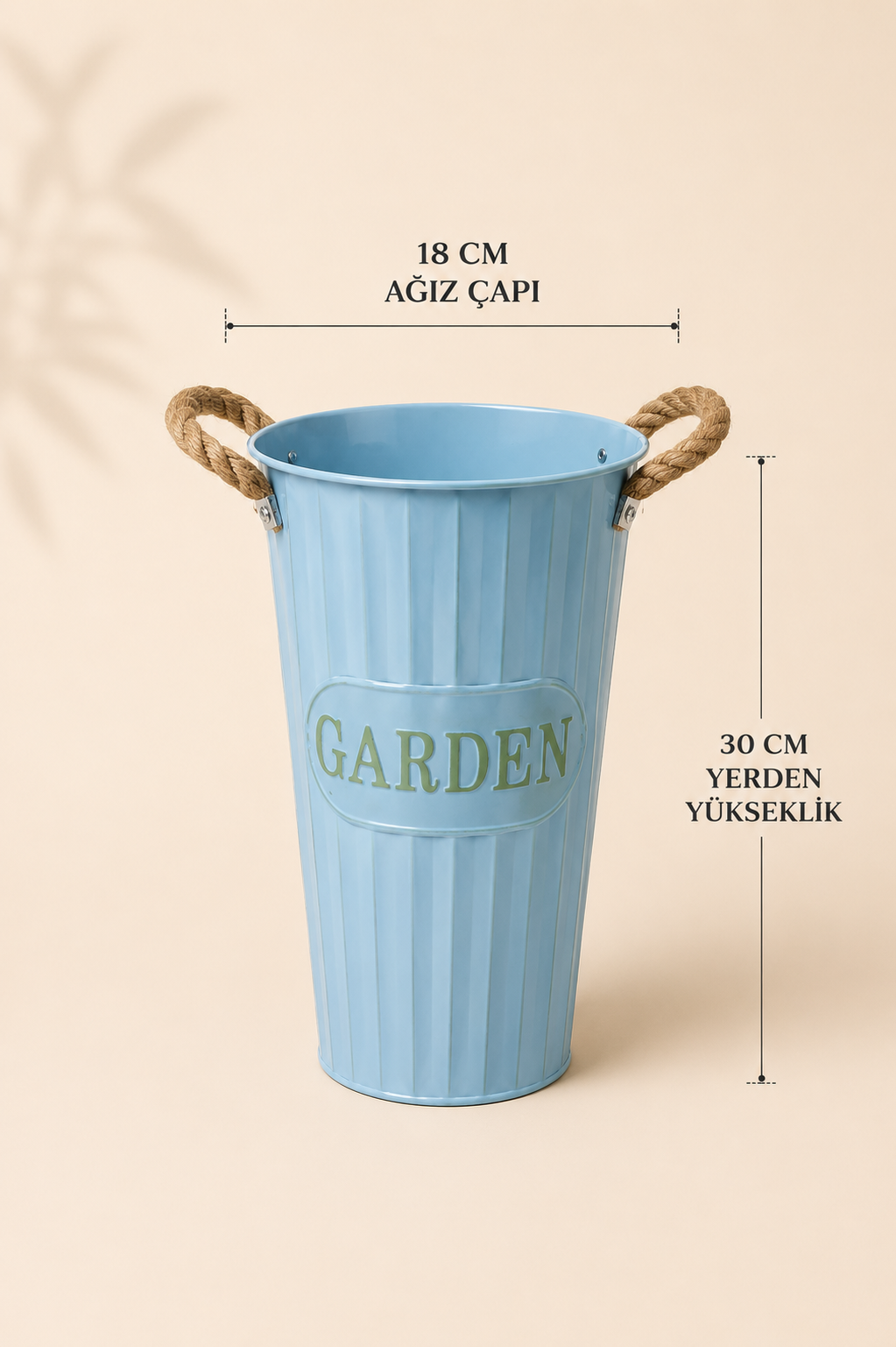 Garden Eskitme Metal Saksı Mavi 30 Cm
