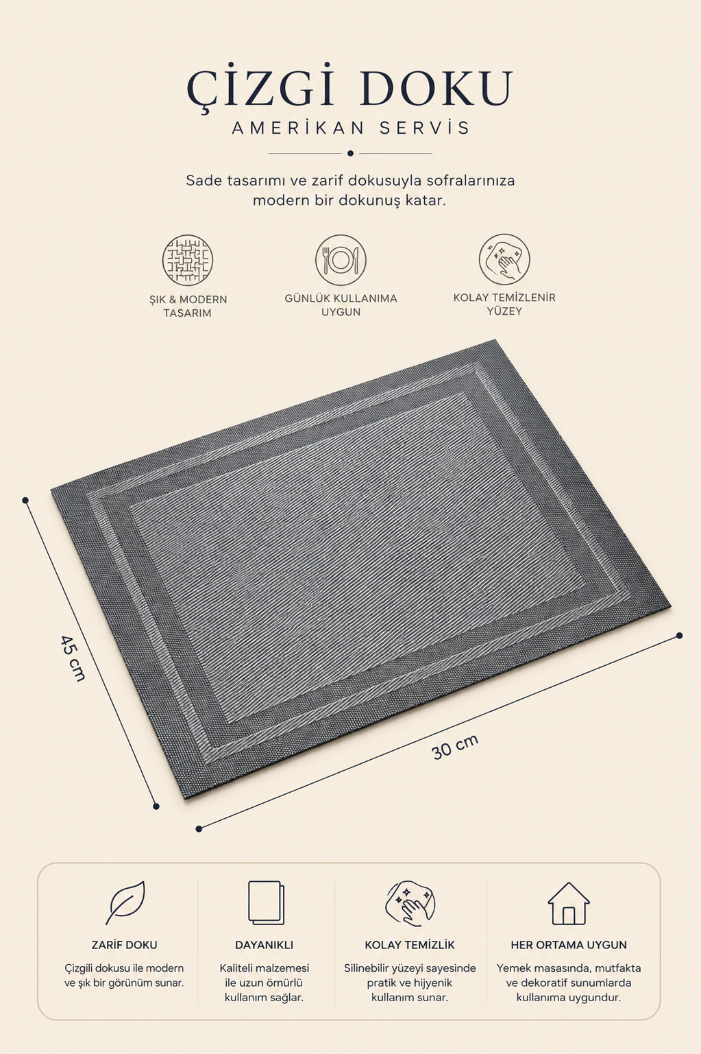 6'lı Frame Sentetik Amerikan Servis