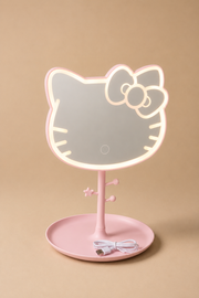 Ayaklı Ledli Kedi Figürlü Ayna Pembe