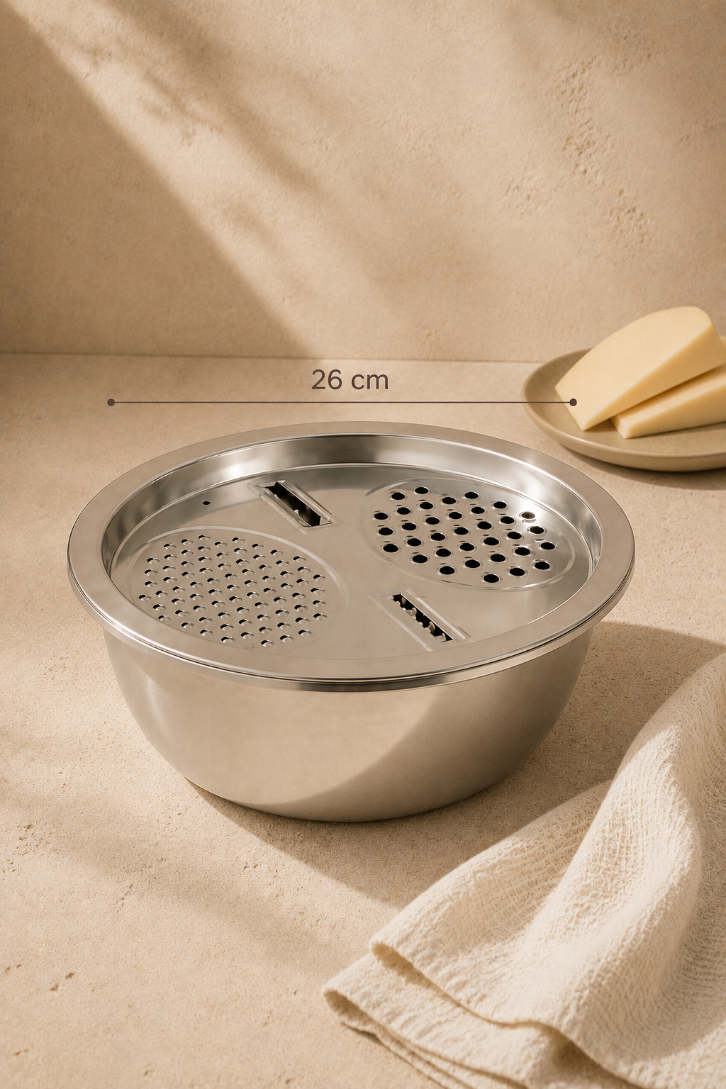3 Litre Hazneli Çelik Rende - 26 Cm