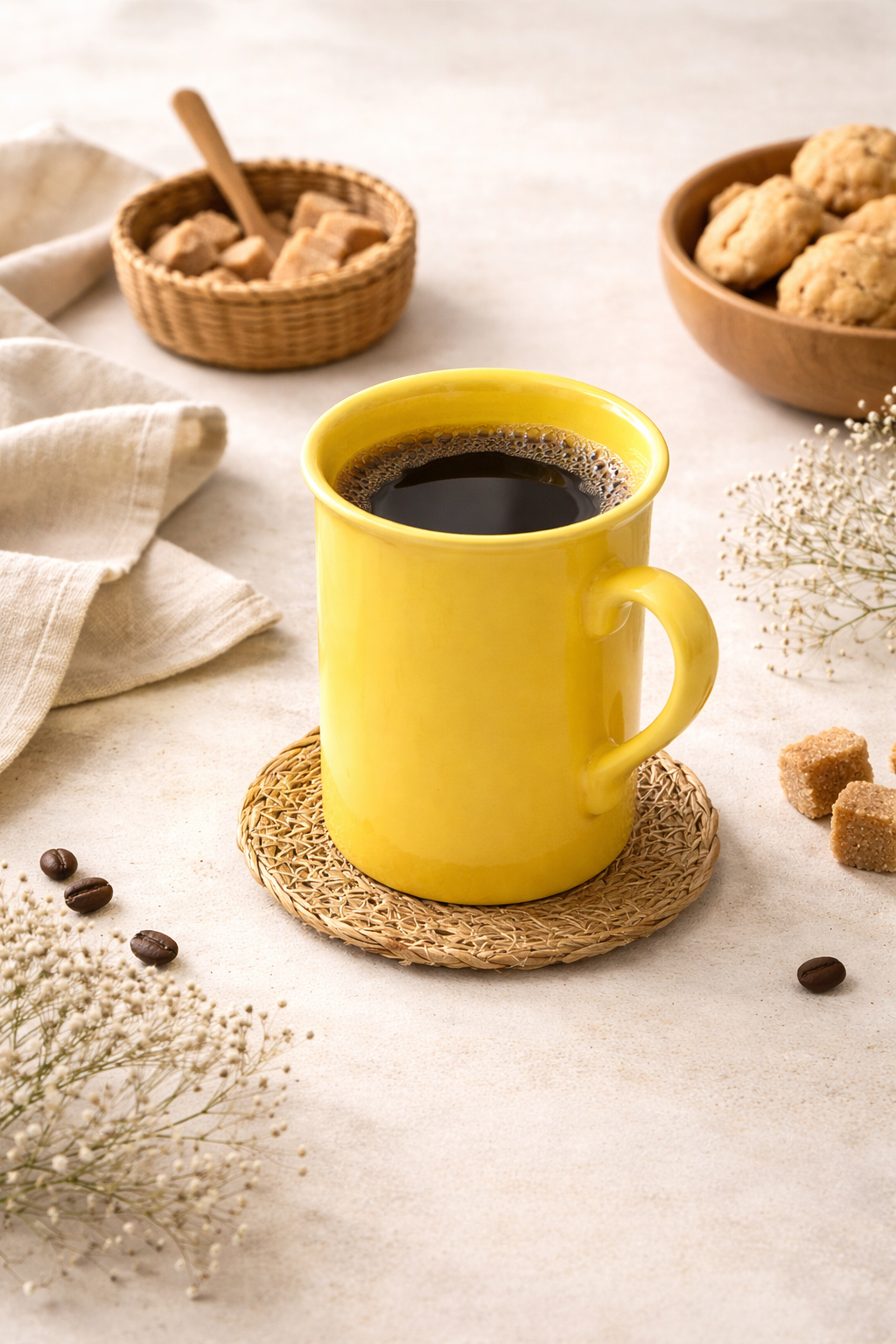 6'lı Hasır 10 Cm Nihale & Bardak Altlığı